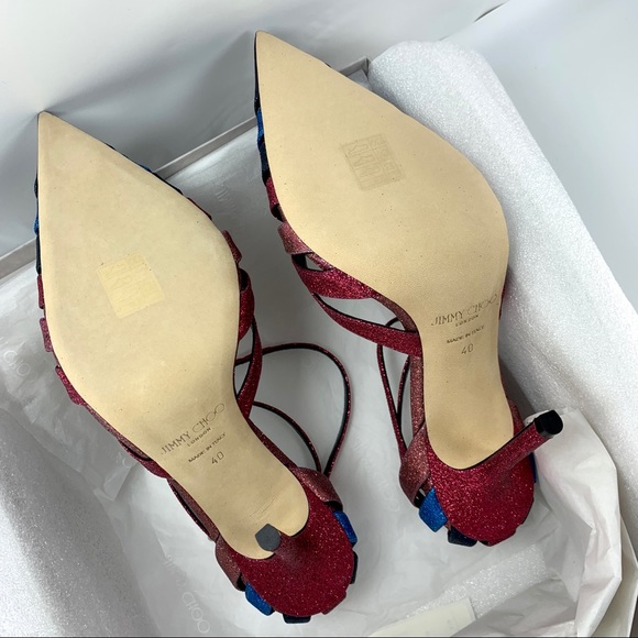 ❤️SoldJimmy Choo Travis 100 Raspberry Mix Glitter - Picture 4 of 8